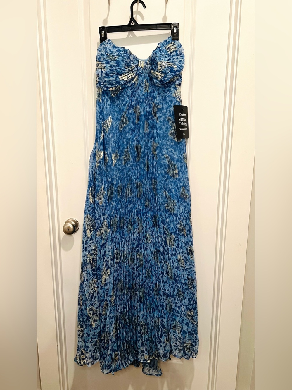 Lulu's Blue Abstract Strapless Maxi Skirte